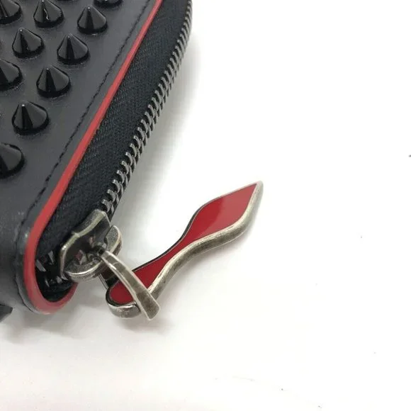 Christian Louboutin Panettone Spike studs Zip Around Long Wallet Leather Black